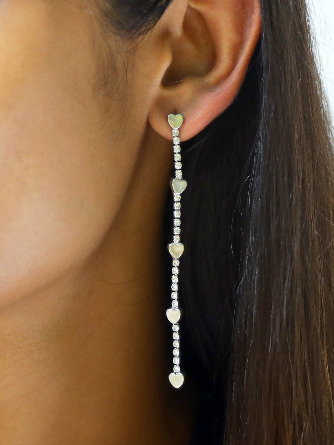 

Ayesha Steel-Toned Embellished Drop Earrings
