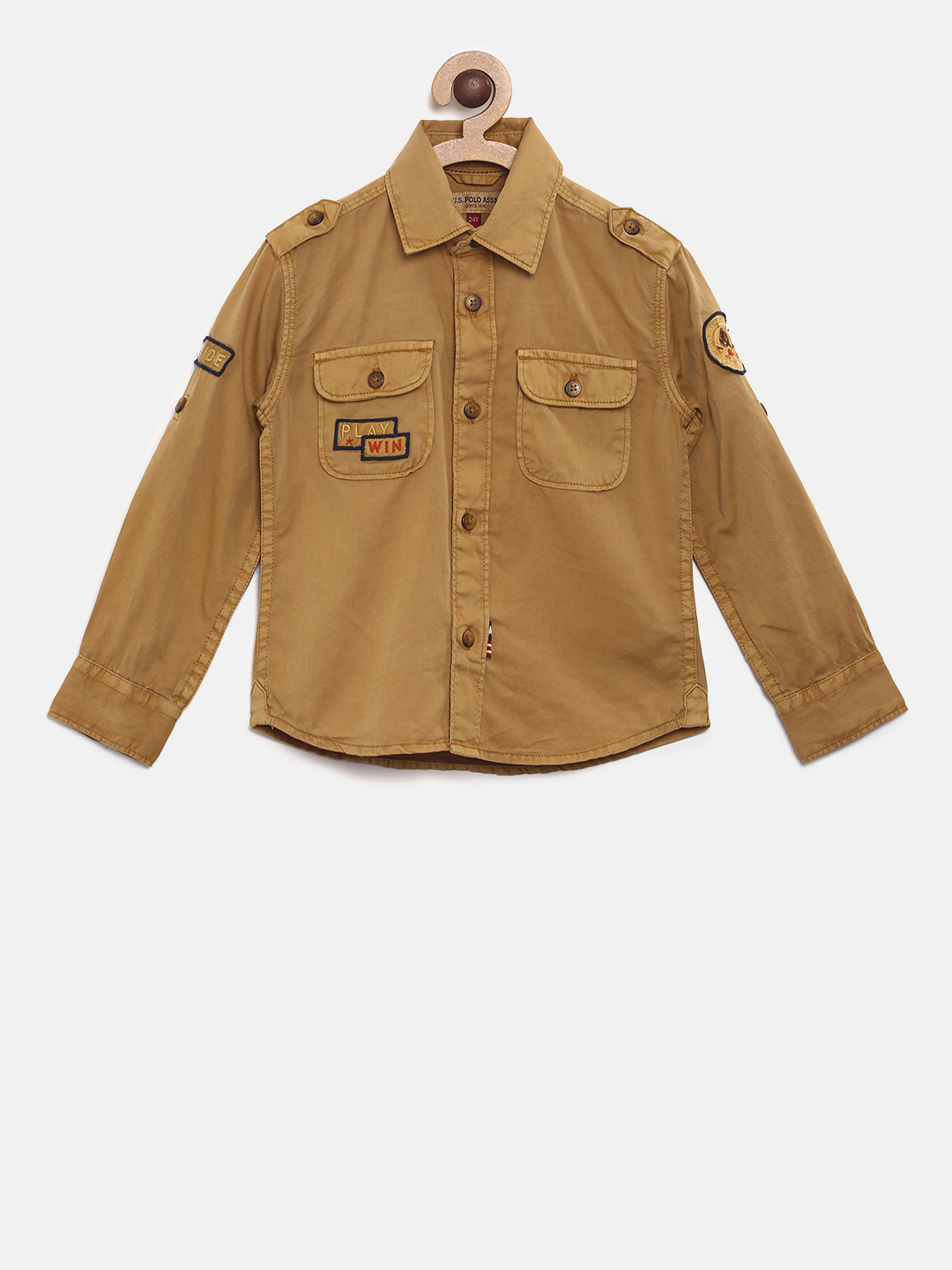 

U.S. Polo Assn. Kids Boys Brown Regular Fit Solid Casual Shirt