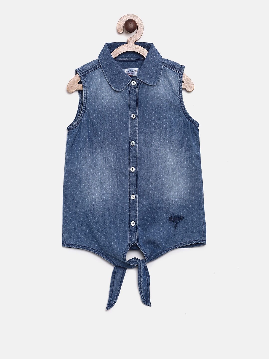 

U.S. Polo Assn. Kids Girls Blue Regular Fit Printed Casual Shirt