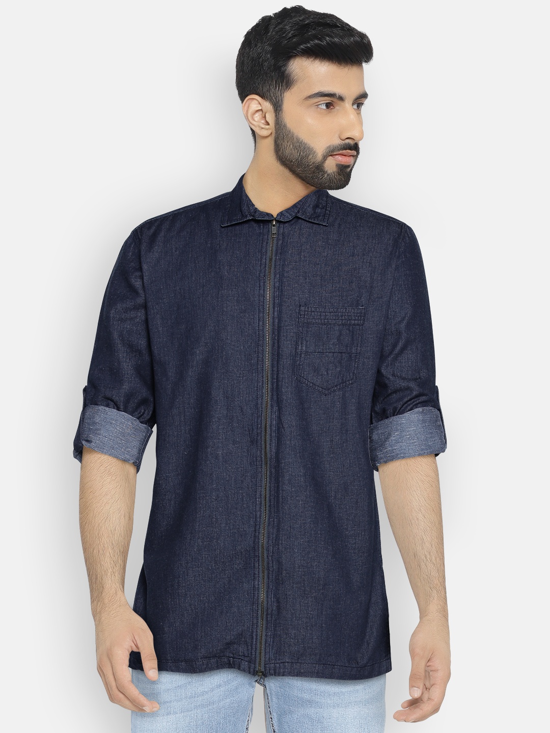 

Nature Casuals Men Blue Slim Fit Solid Casual Denim Shirt