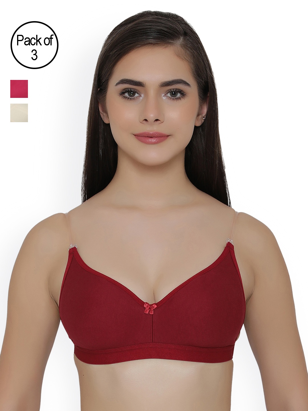 

Clovia Pack Of 3 Bra, Pink