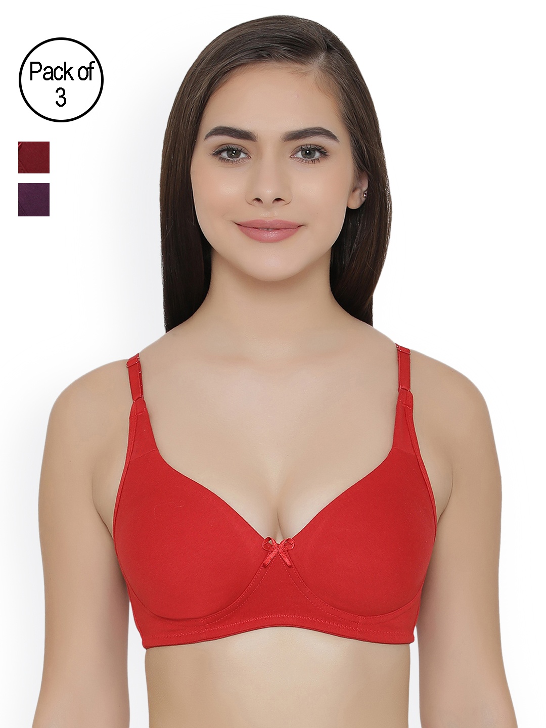 

Clovia Pack Of 3 Bra, Maroon