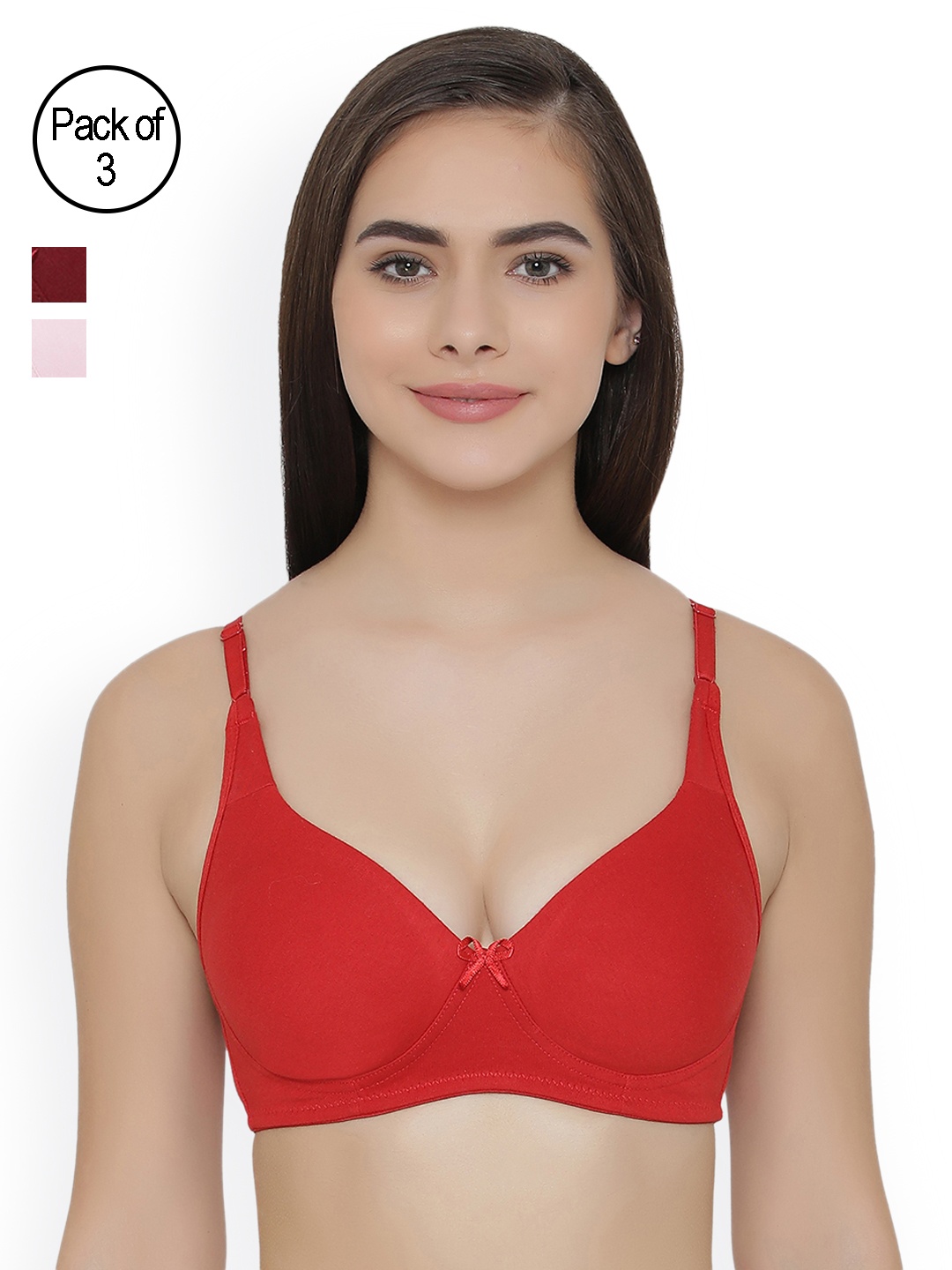 

Clovia Pack Of 3 Bra, Red