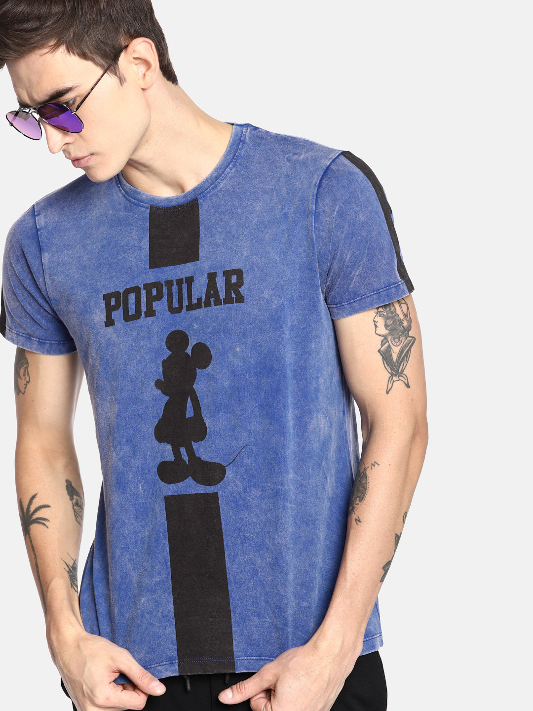 

Kook N Keech Disney Men Blue Printed Round Neck Pure Cotton T-shirt