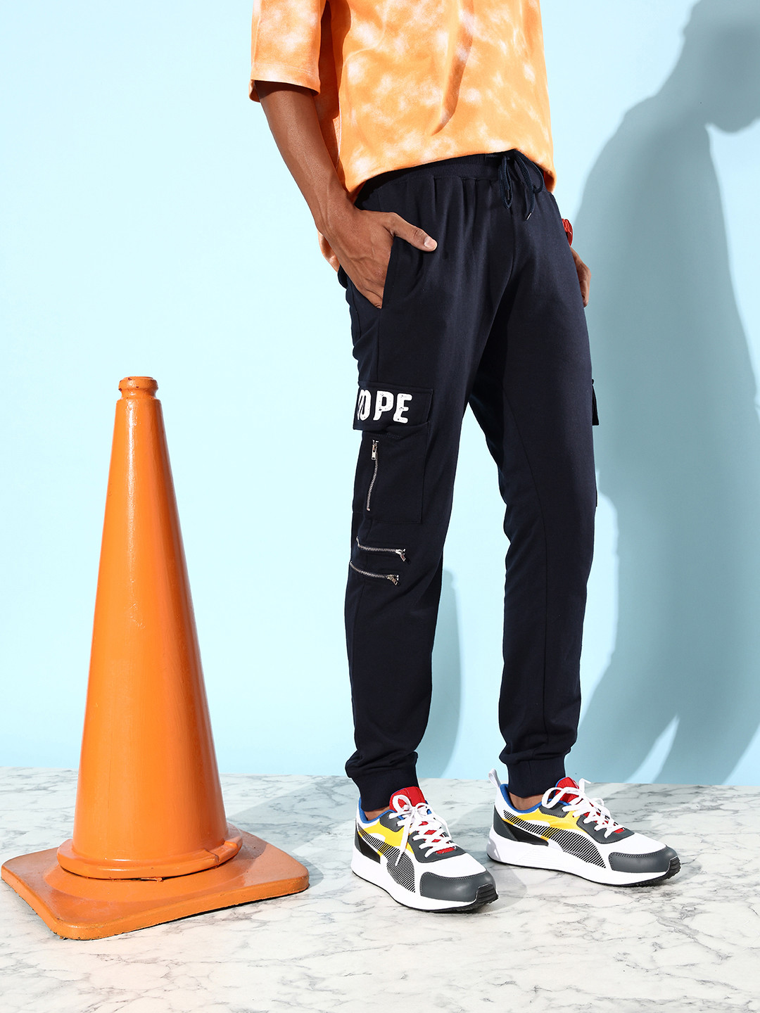 

Kook N Keech Men Navy Blue Cargo Style MCW Back Street Boys The Boxy Tee Joggers