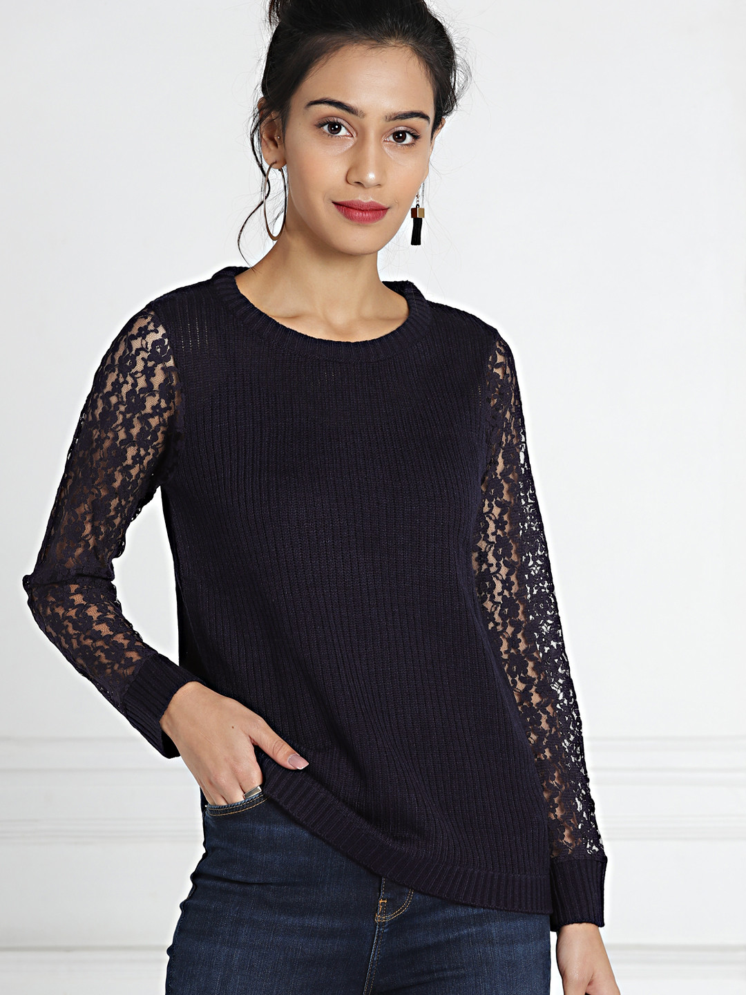 

all about you Women Navy Blue Solid Top