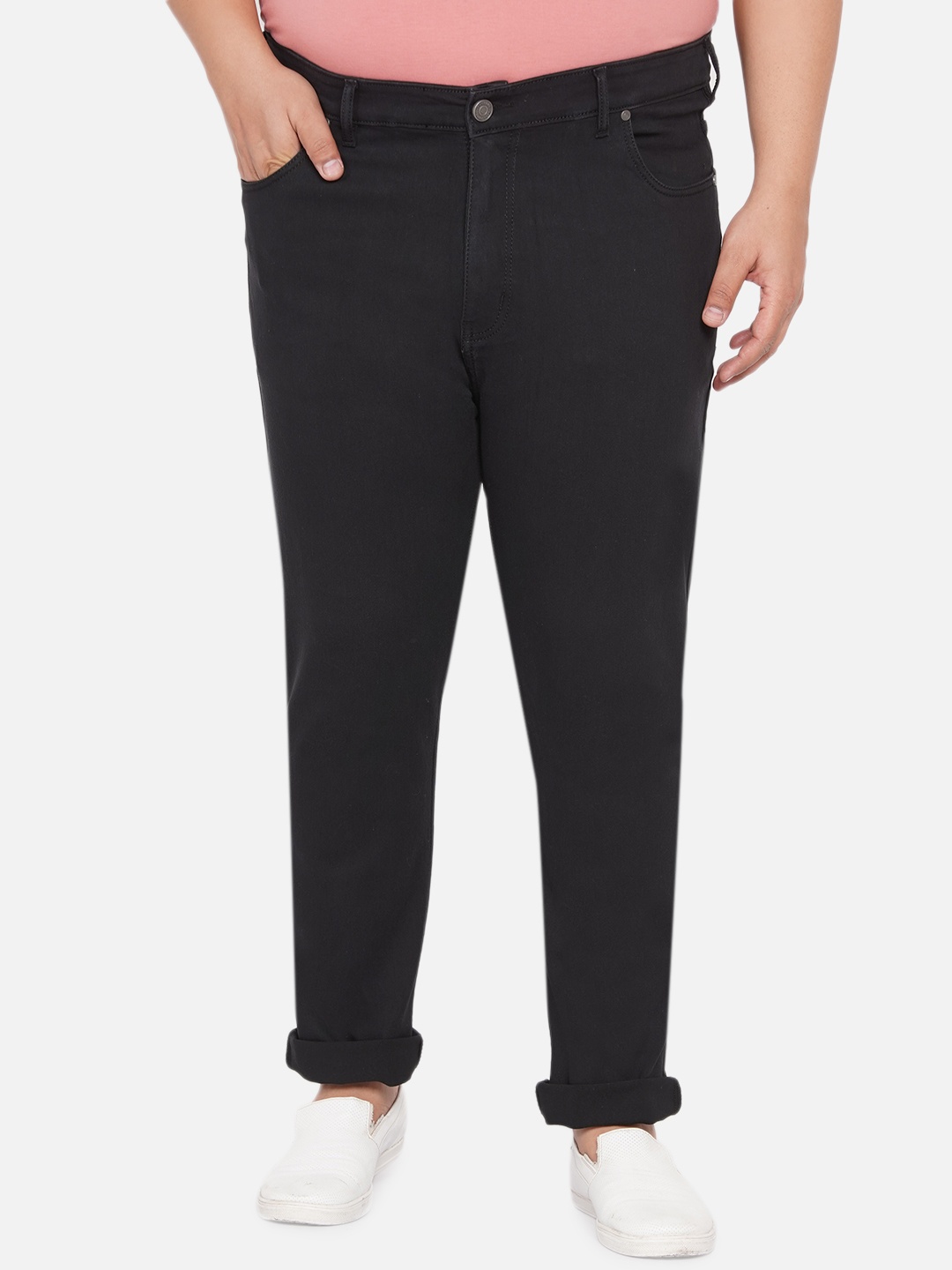 

John Pride Plus Size Men Black Regular Fit Mid-Rise Clean Look Jeans