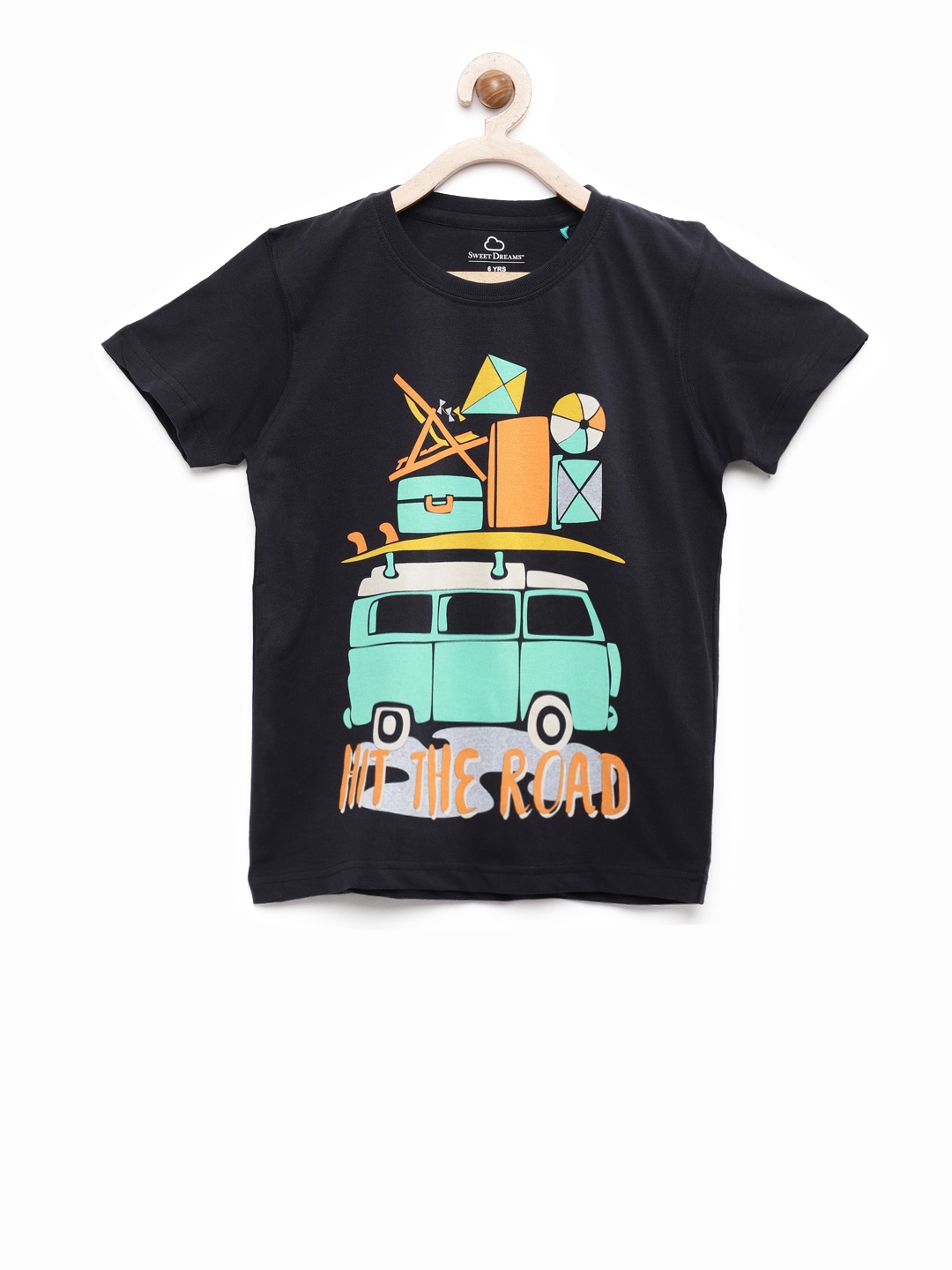 

Sweet Dreams Boys Navy Blue Printed Round Neck T-shirt