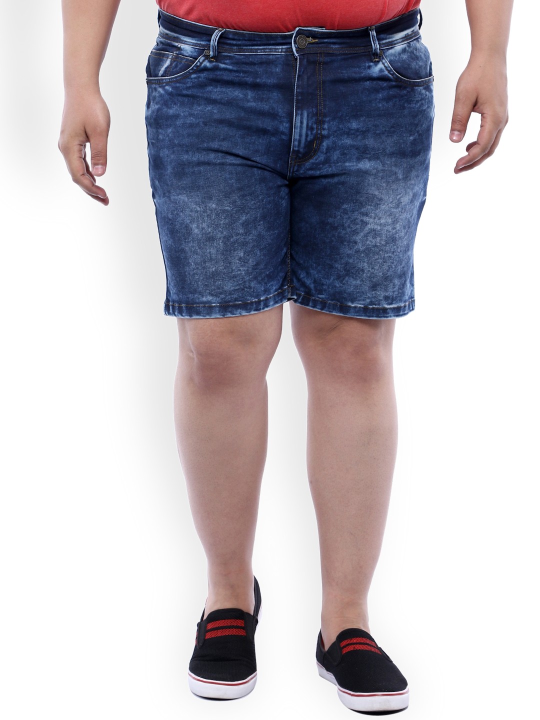

John Pride Plus Size Men Blue Washed Regular Fit Denim Shorts