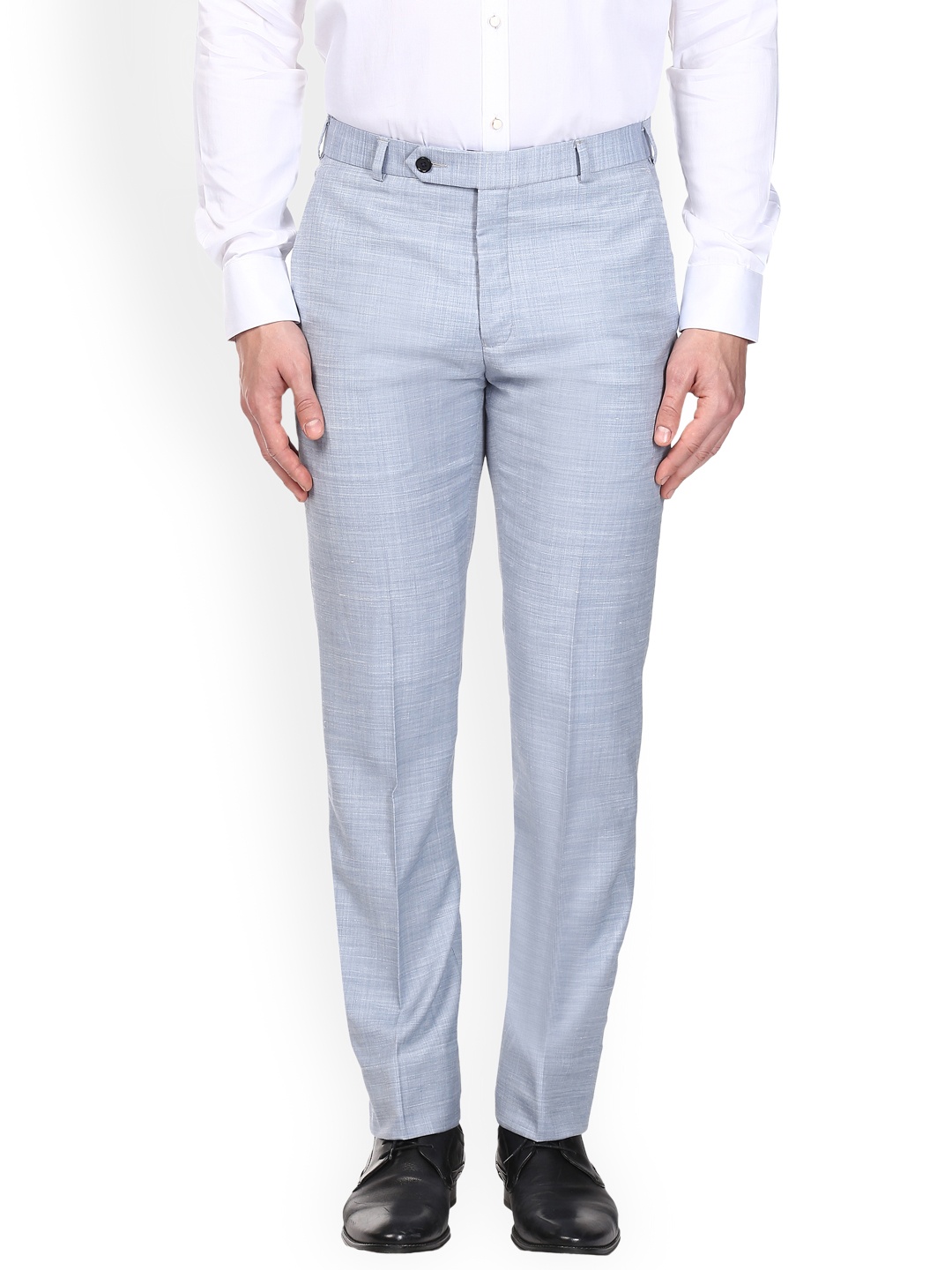

Raymond Men Blue Regular Fit Solid Formal Trousers
