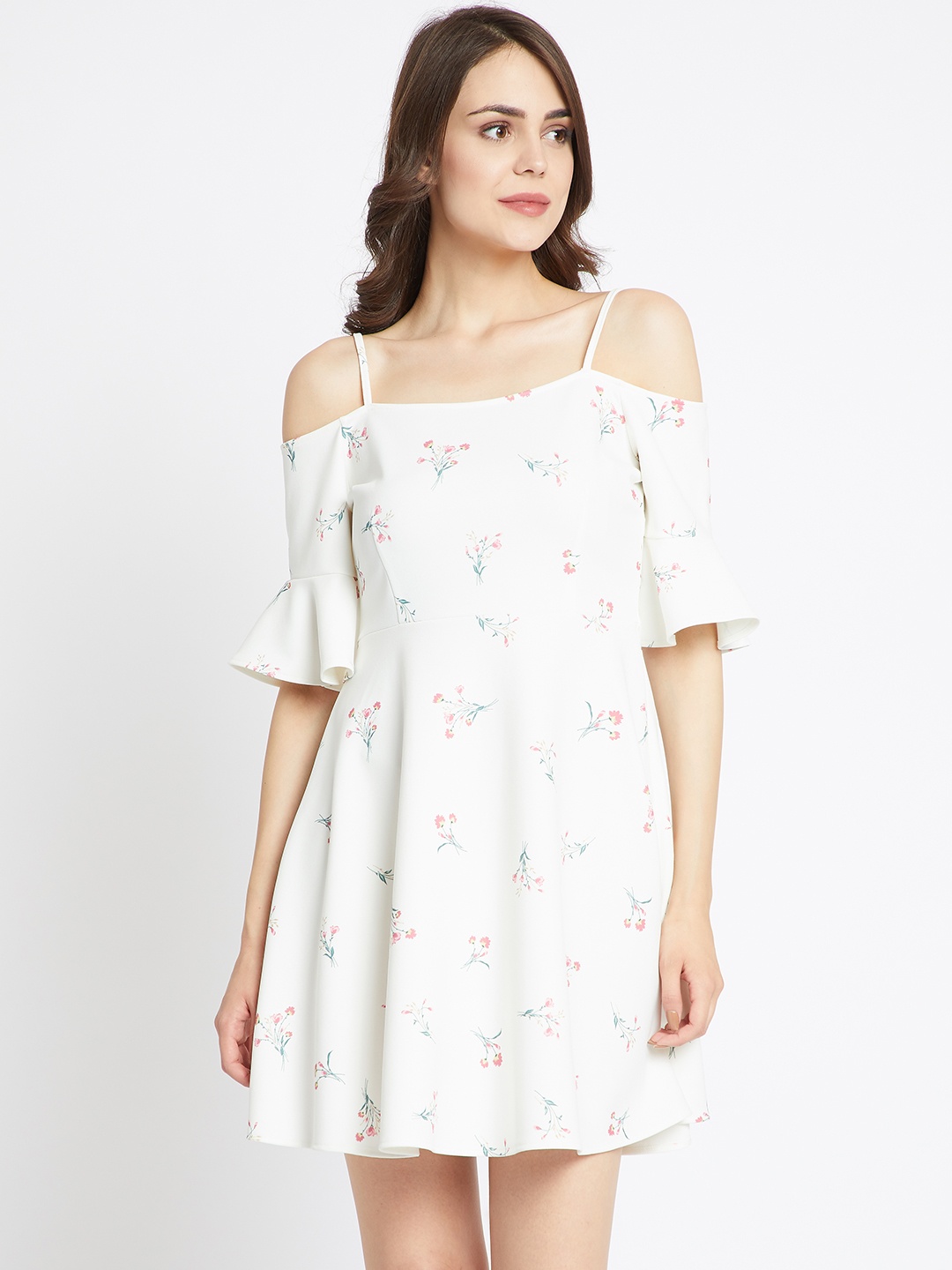 

COVER STORY Women White Printed A-Line Dress