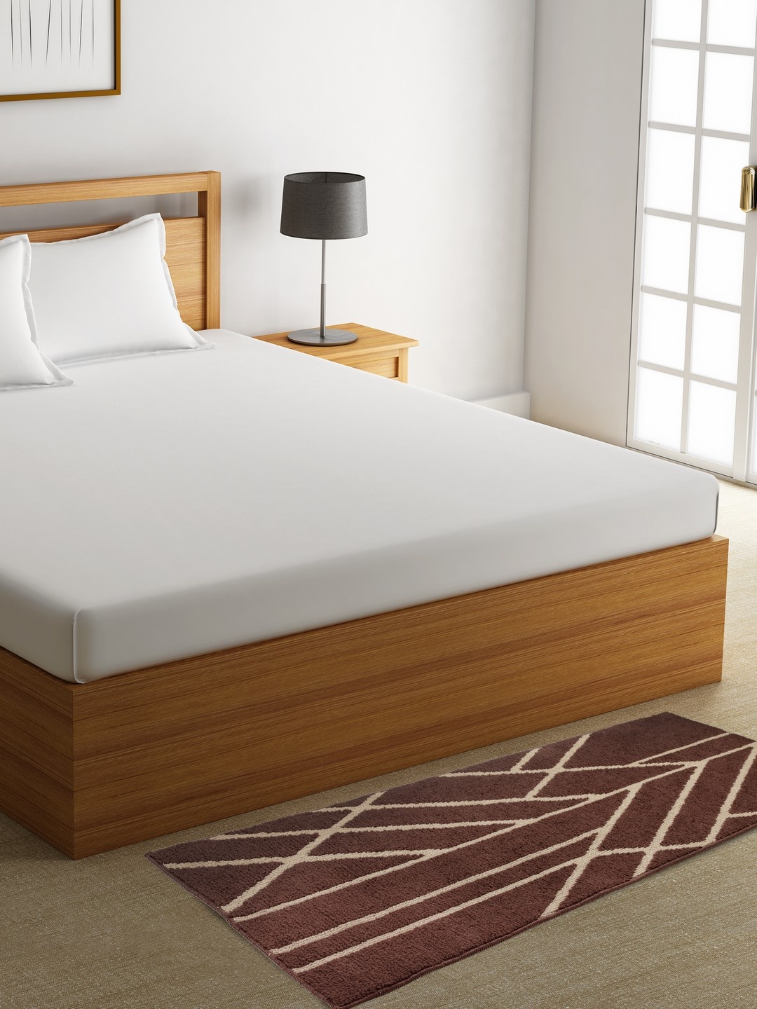 

ROMEE Brown Printed Microfiber Floor Runner
