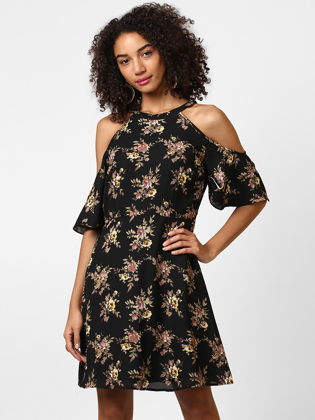 

Harpa Women Black Printed Fit and Flare Dress