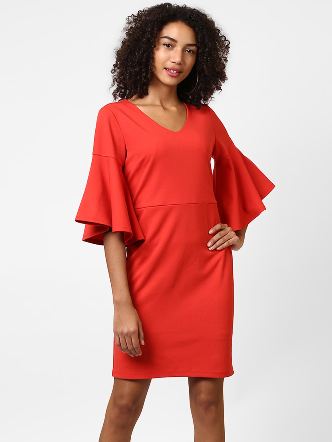 

Harpa Women Coral Solid Sheath Dress