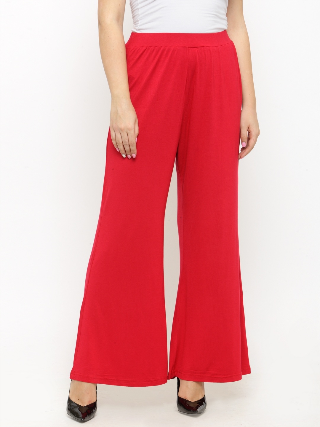 

plusS Women Red Wide Leg Solid Palazzos