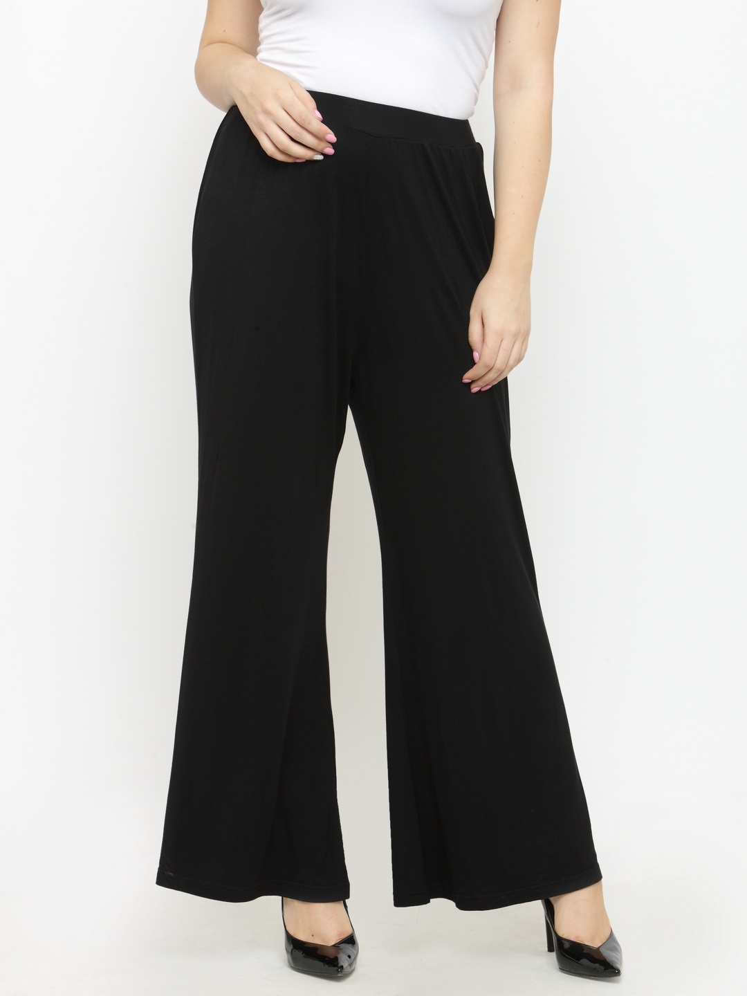 

plusS Women Black Wide Leg Solid Palazzos