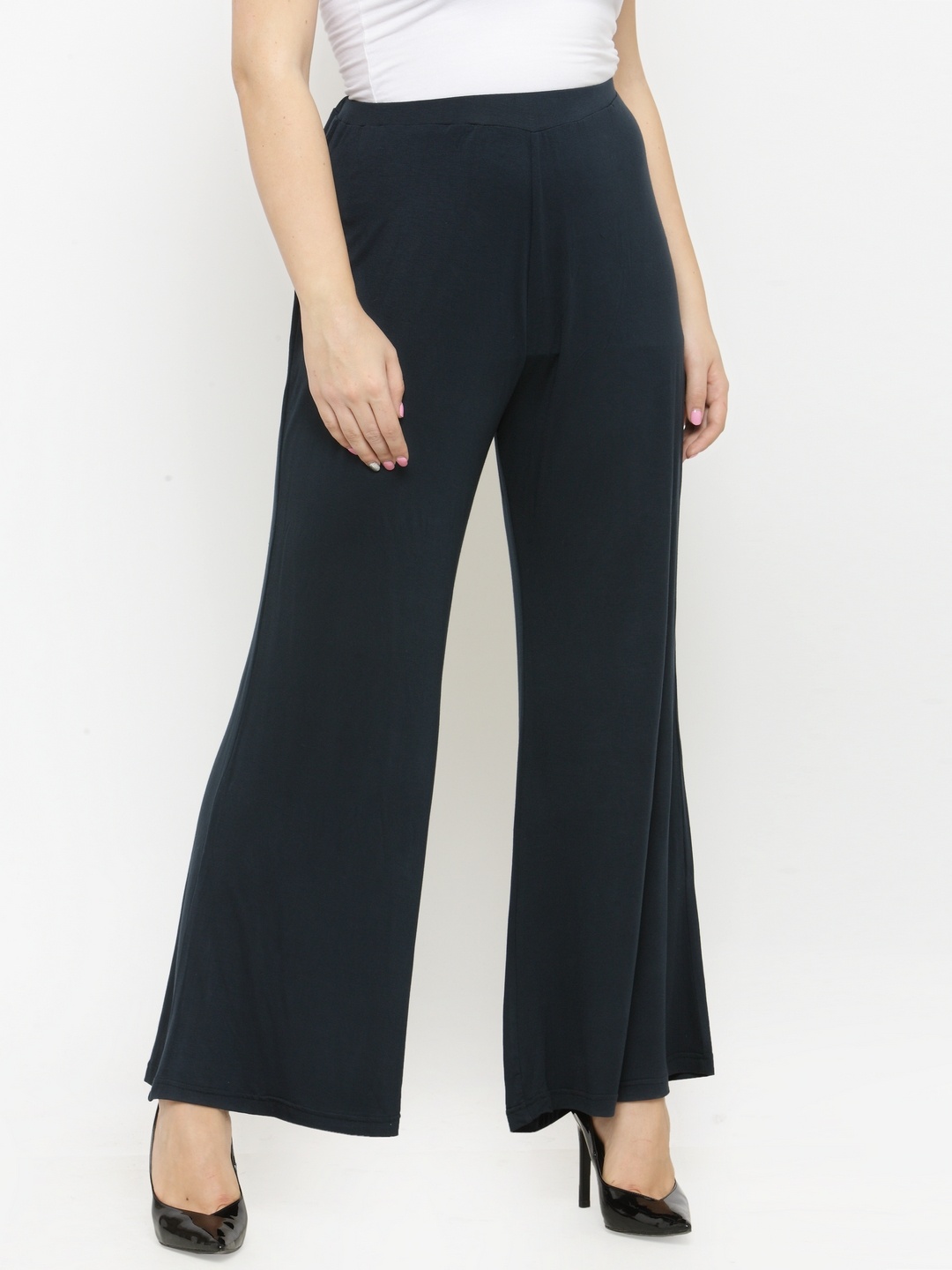 

plusS Women Navy Blue Wide Leg Solid Palazzos