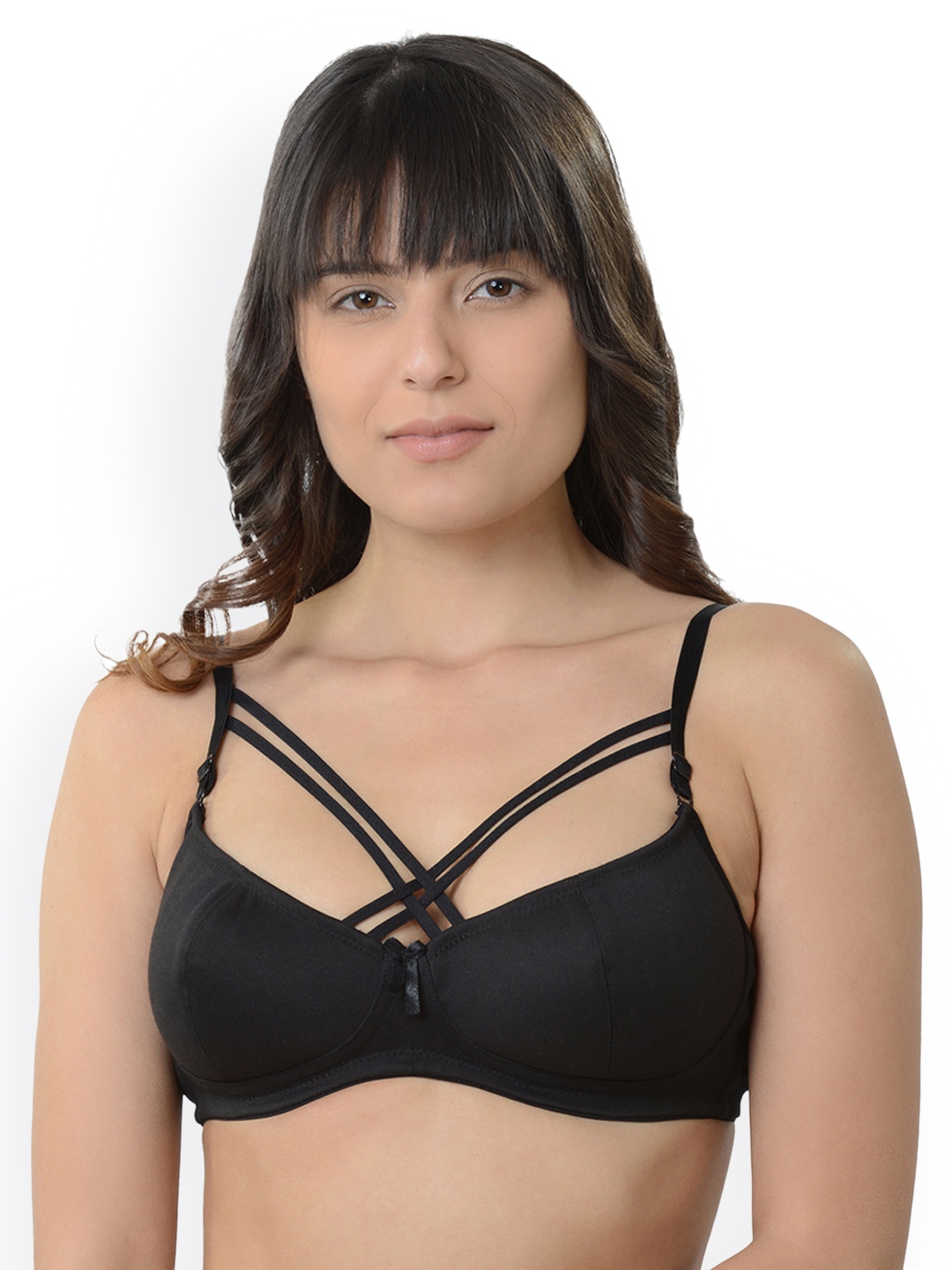 

Da Intimo Black Solid Non-Wired Lightly Padded Everyday Bra DI988