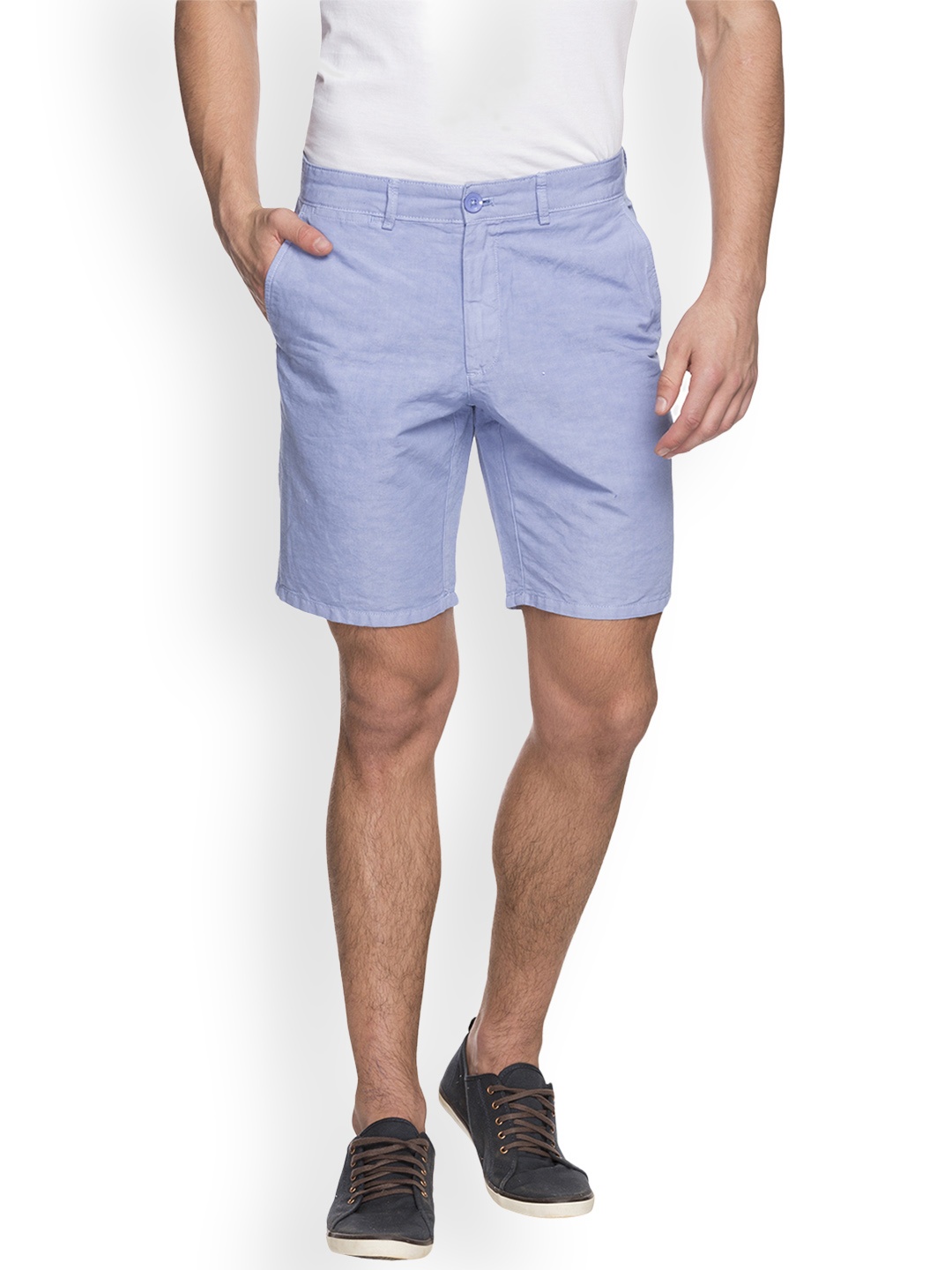 

Cottonworld Men Blue Solid Regular Fit Regular Shorts