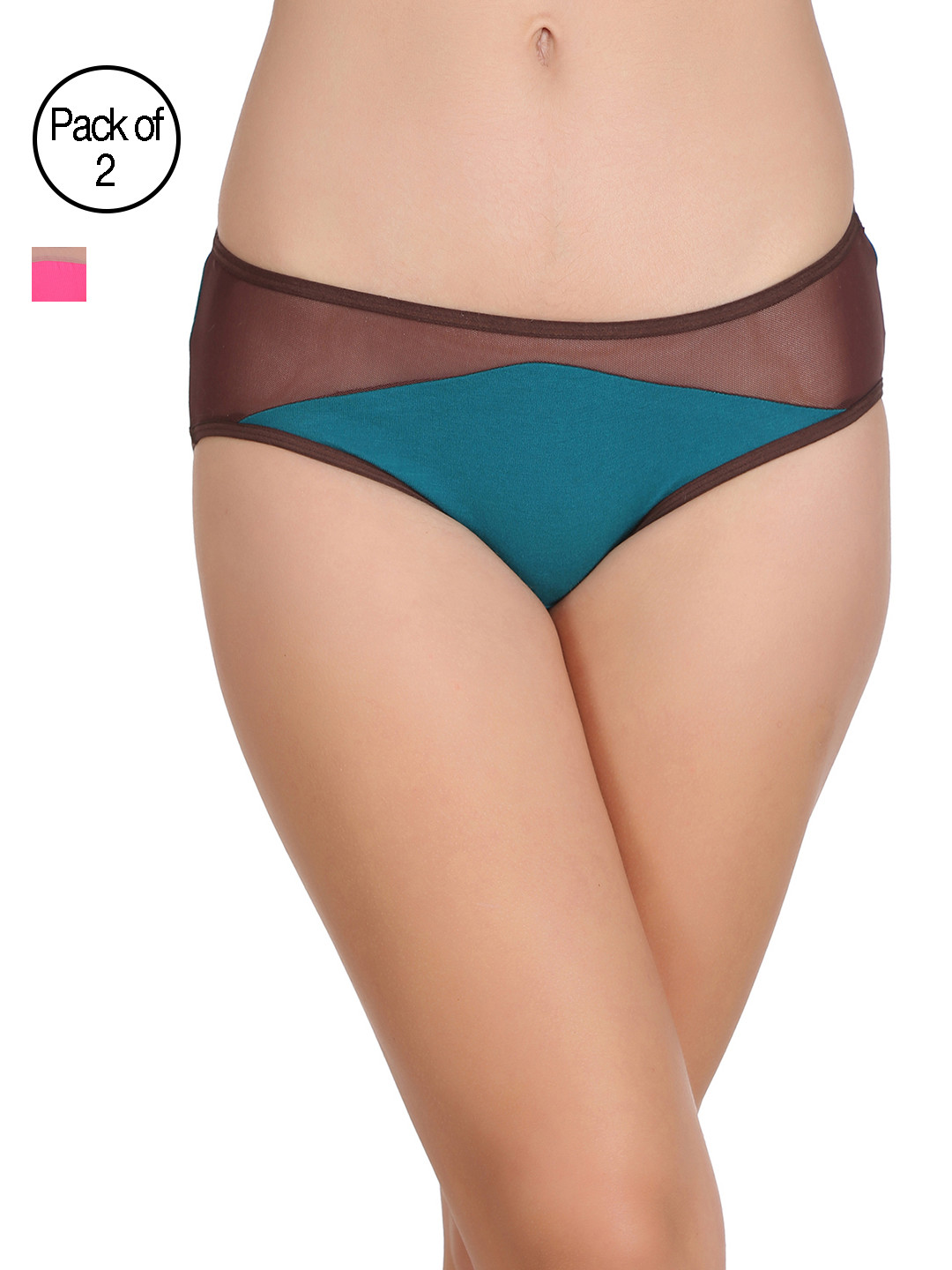 

Clovia Pack of 2 Solid Briefs COMPNC006, Brown