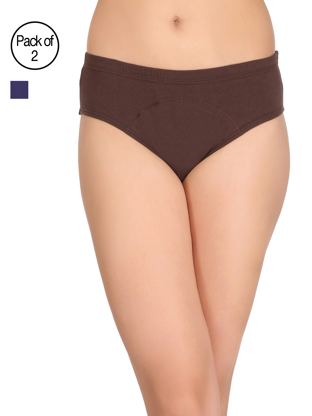 

Clovia Pack of 2 Solid Basic Briefs COMPNC080, Brown
