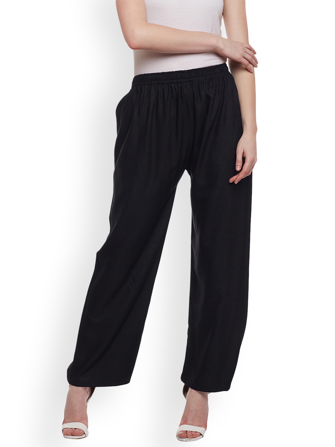 

Castle Women Black Straight Solid Palazzos