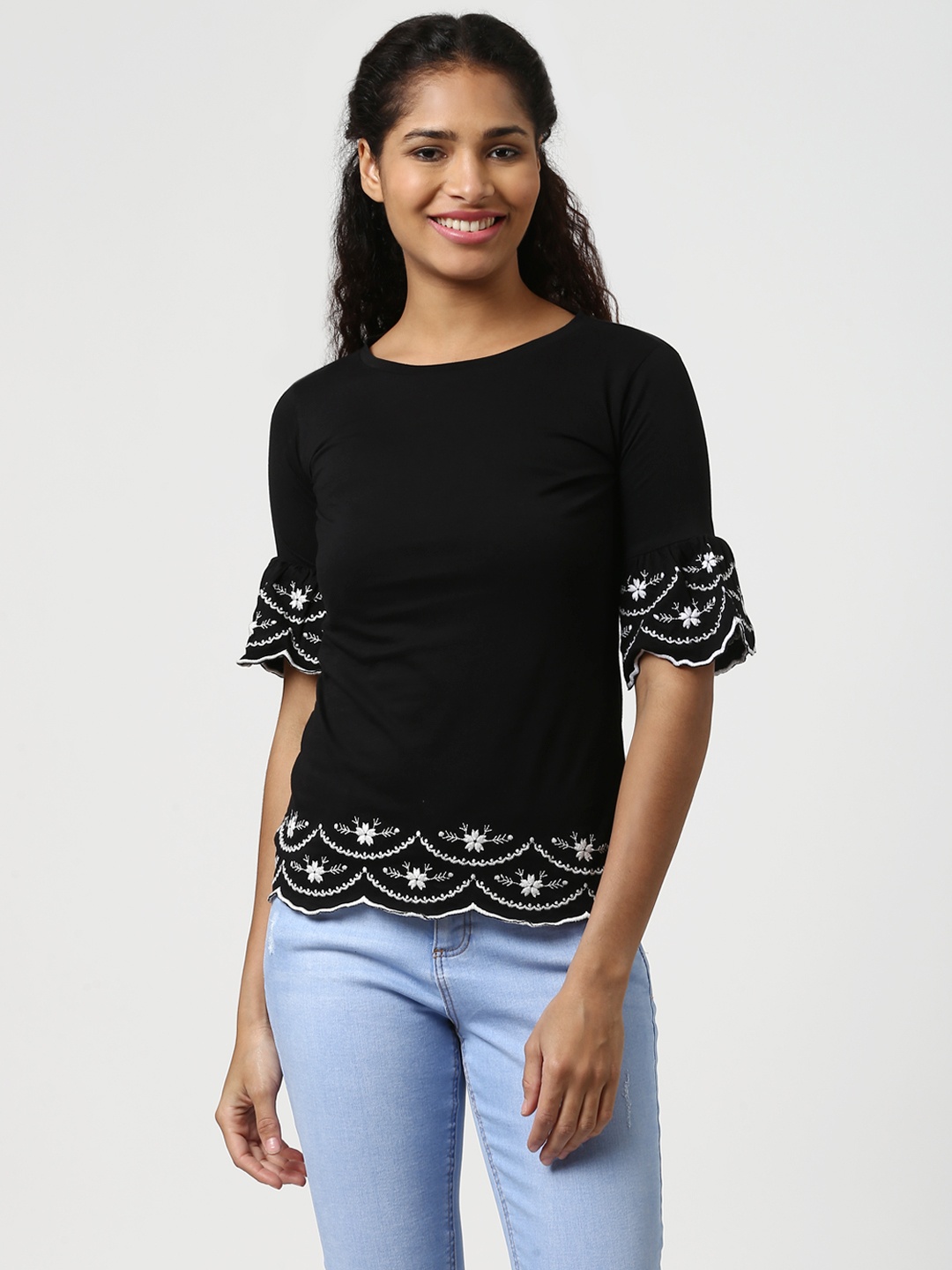 

Harpa Women Black Embellished Top