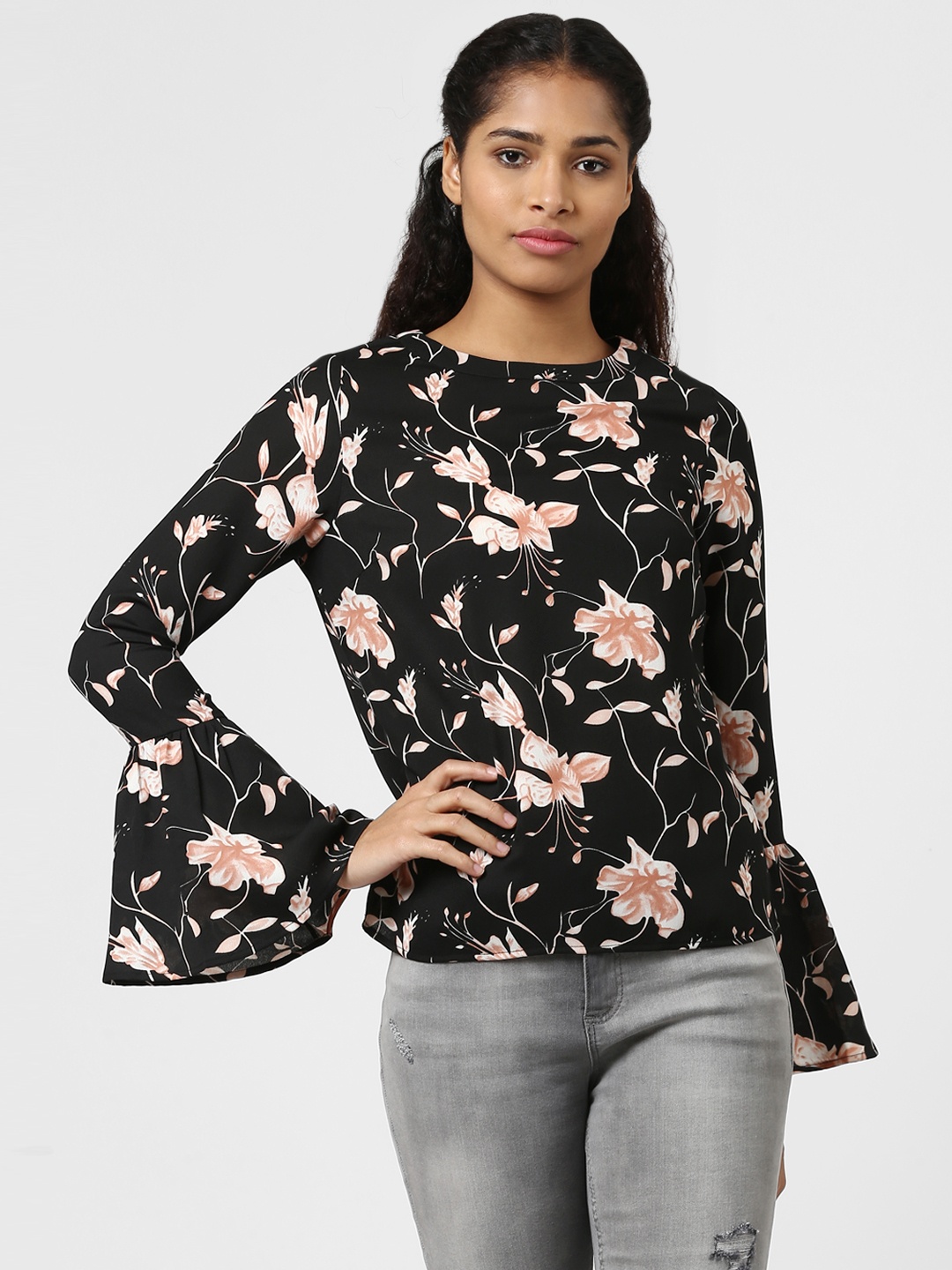 

Harpa Women Black Floral Printed Top