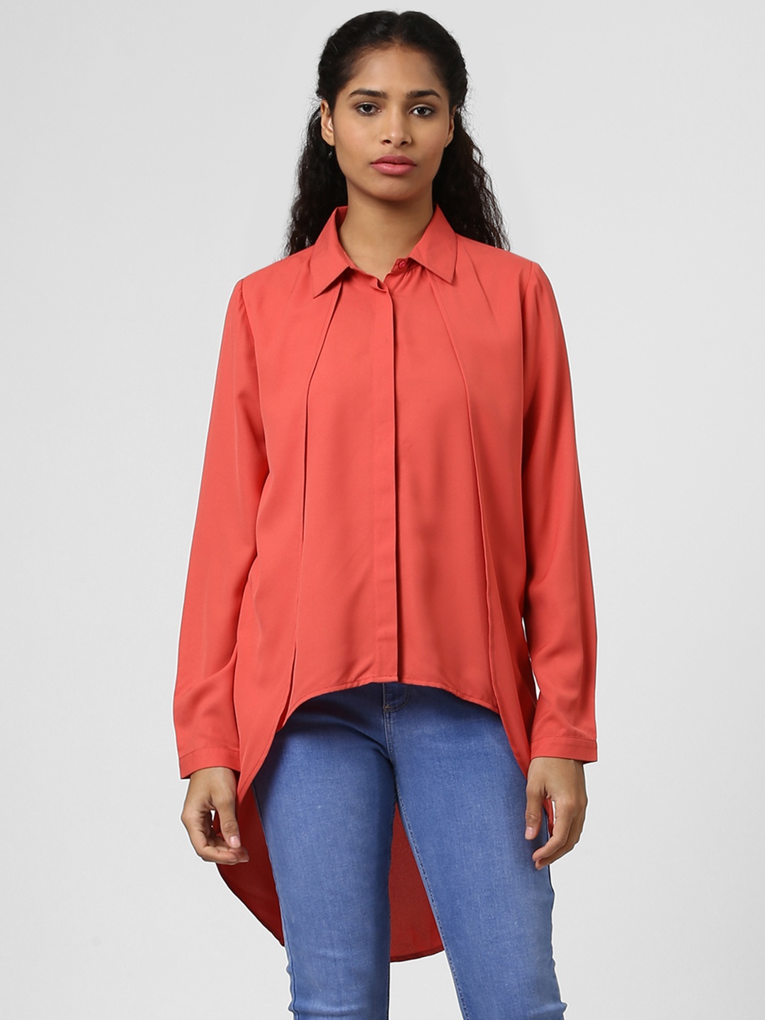 

Harpa Women Coral Pink Solid High-Low Top