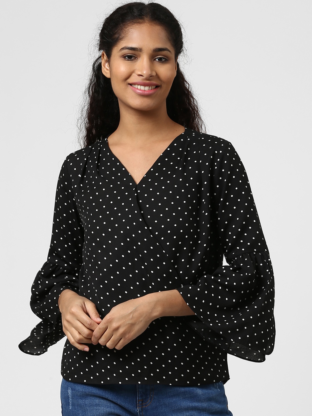 

Harpa Women Black Printed Wrap Top