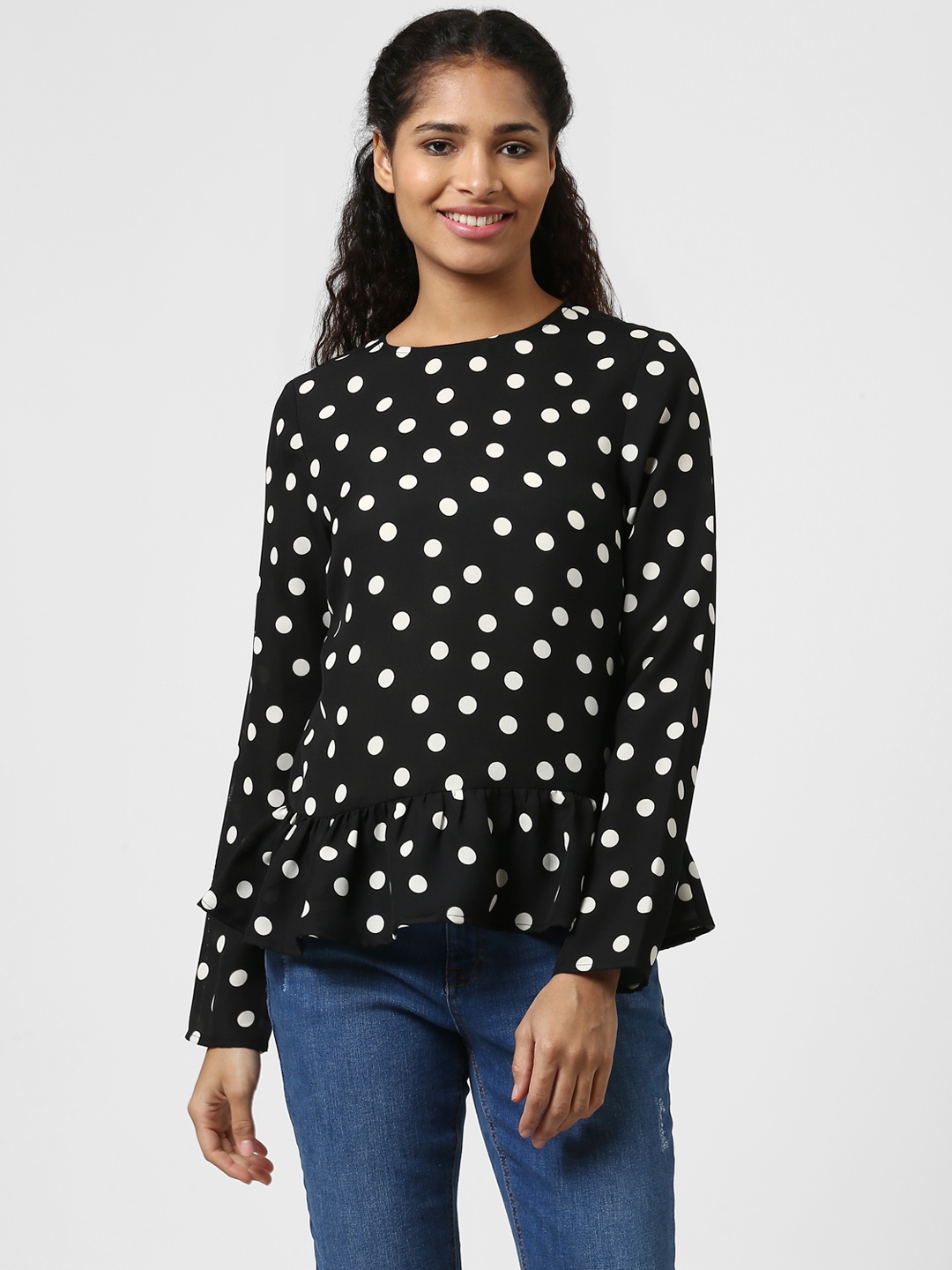 

Harpa Women Black Printed Peplum Top