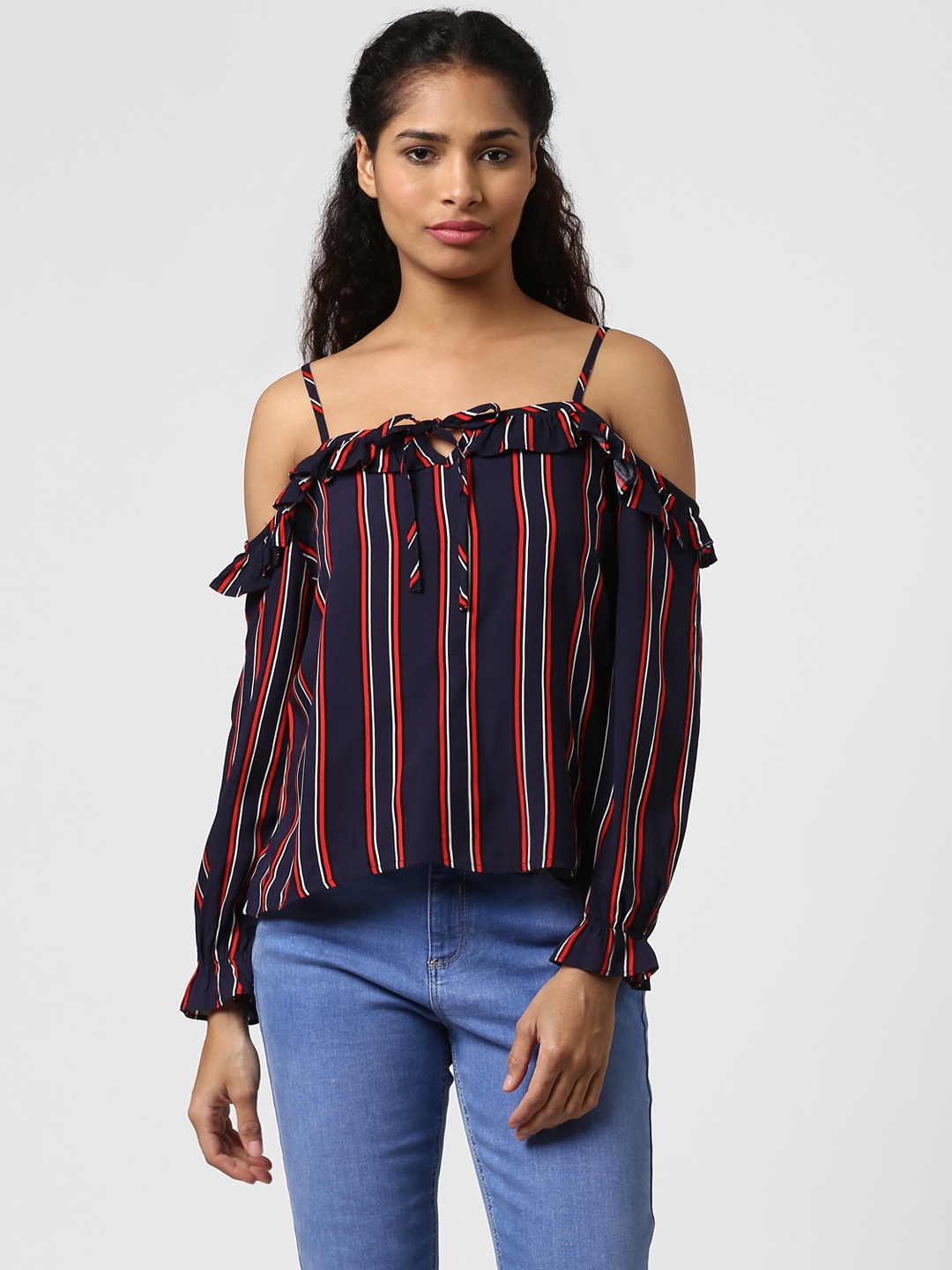 

Harpa Women Navy Blue Striped Top
