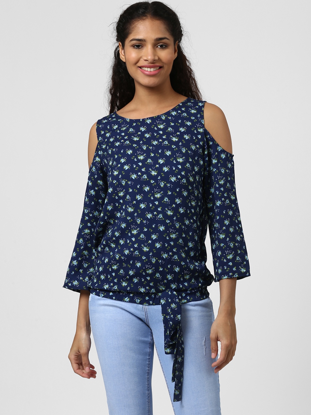 

Harpa Women Navy Blue Printed Top