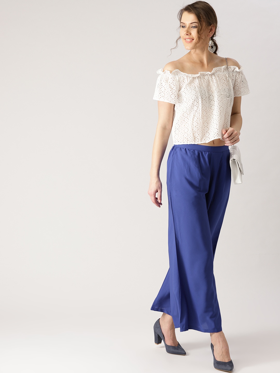 

Libas Women Blue Flared Solid Palazzos