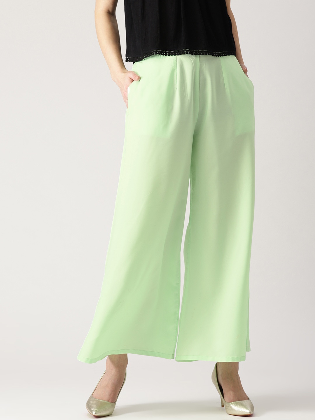 

Libas Women Green Solid Flared Palazzos