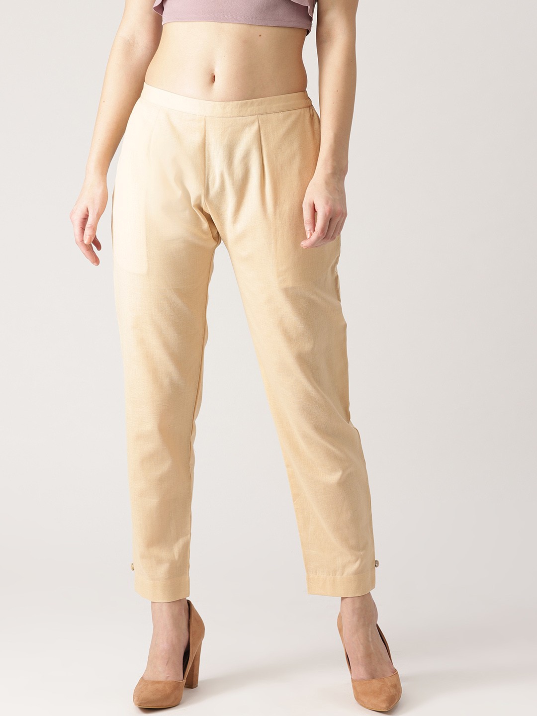 

Libas Women Beige Regular Fit Solid Trousers