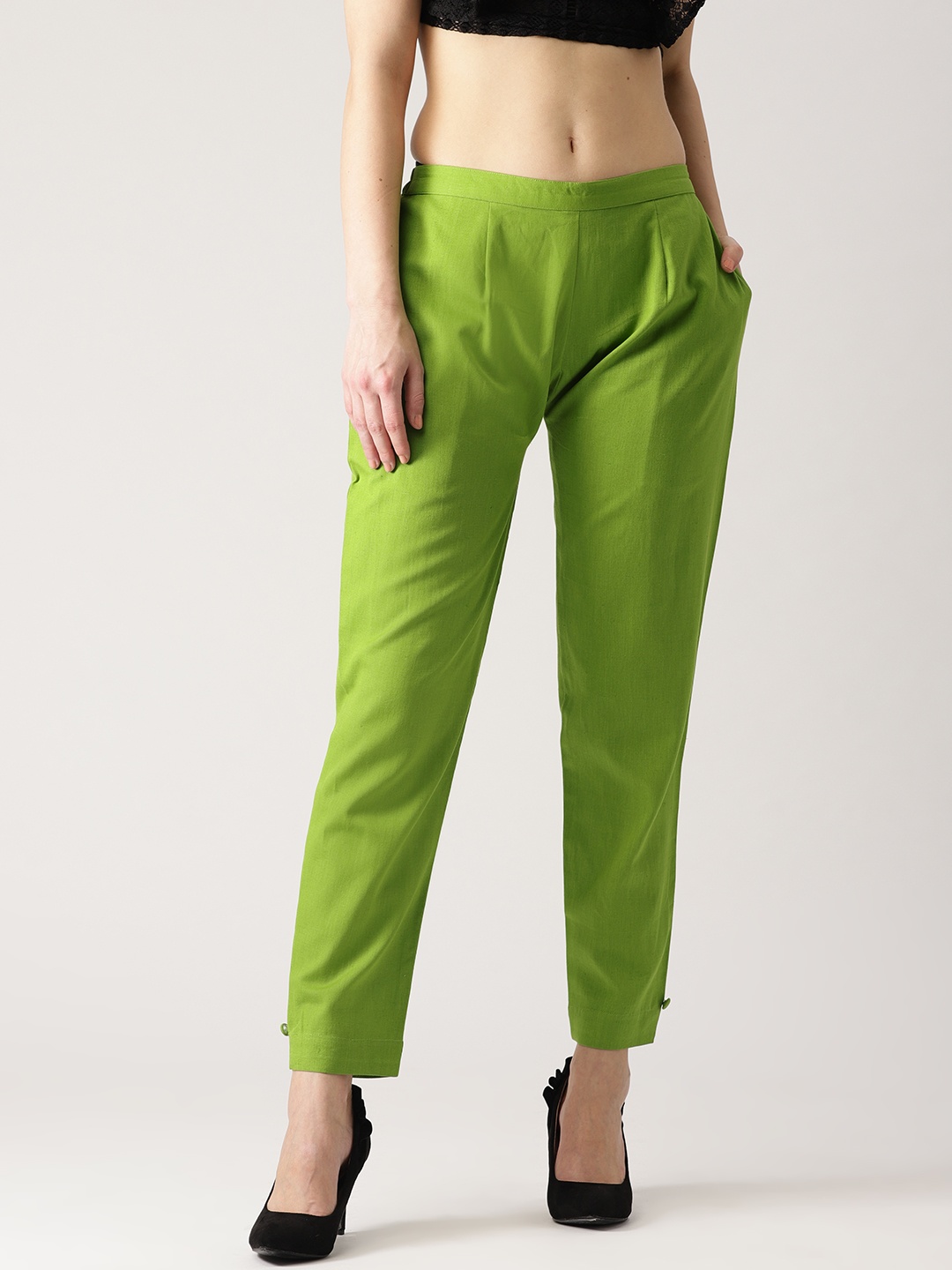 

Libas Women Green Regular Fit Solid Regular Trousers