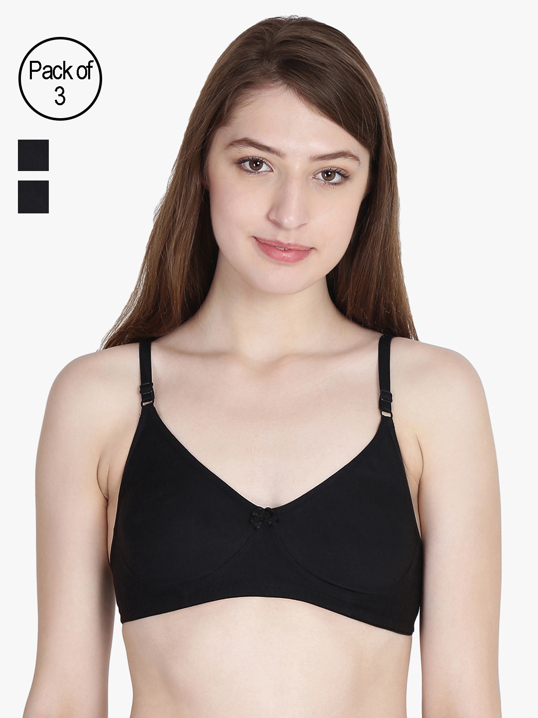 

Leading Lady Black Pack of 3 Full Coverage T-Shirt Bra COOL-3-BLACK-40B