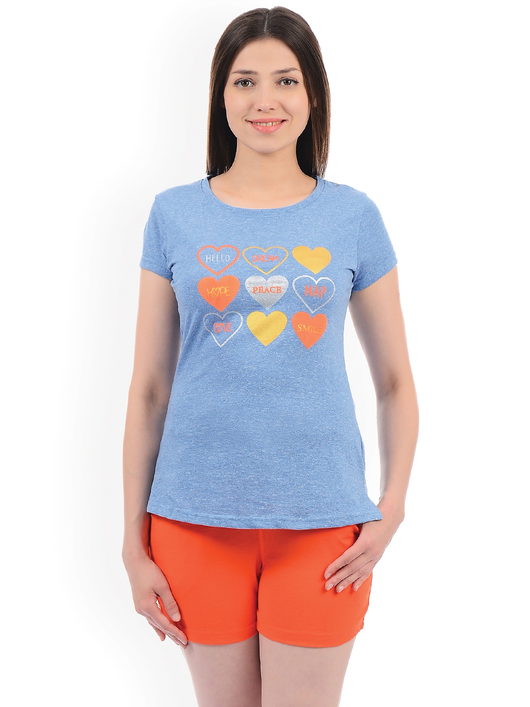 

Sweet Dreams Women Blue & Orange Printed Night Suit 212318