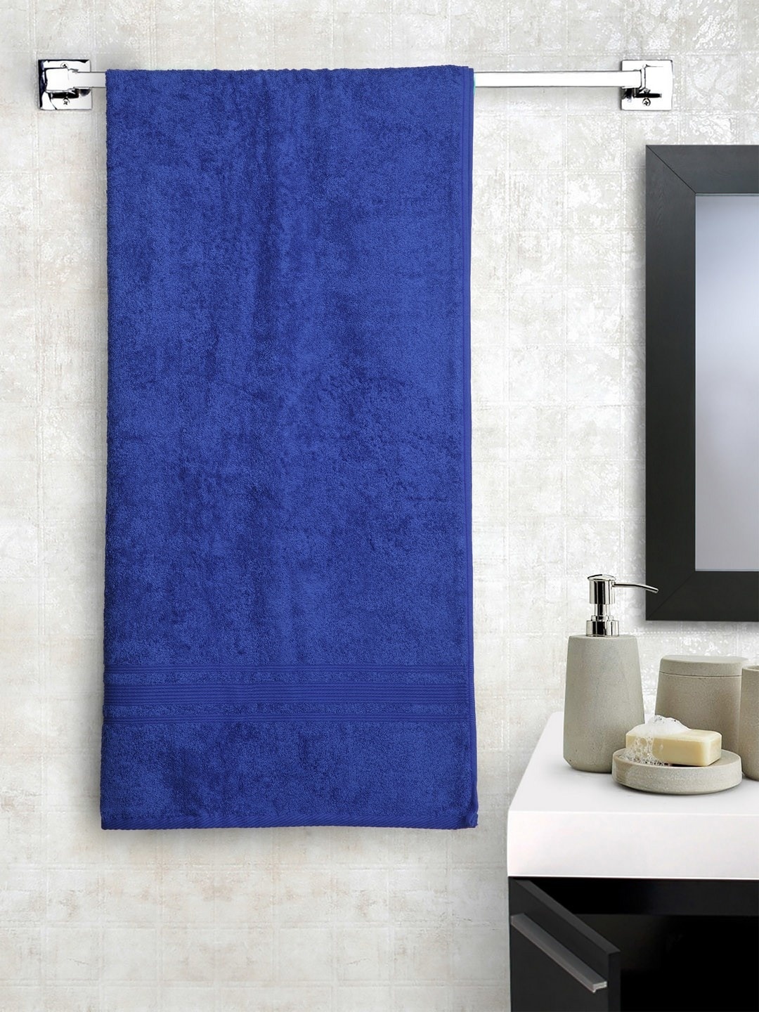 

Lushomes Blue Solid Cotton Bath Towel 450 GSM