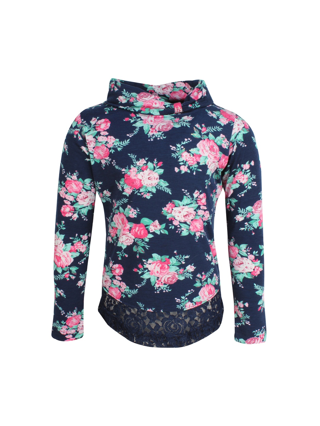 

CUTECUMBER Girls Navy Blue Printed Top