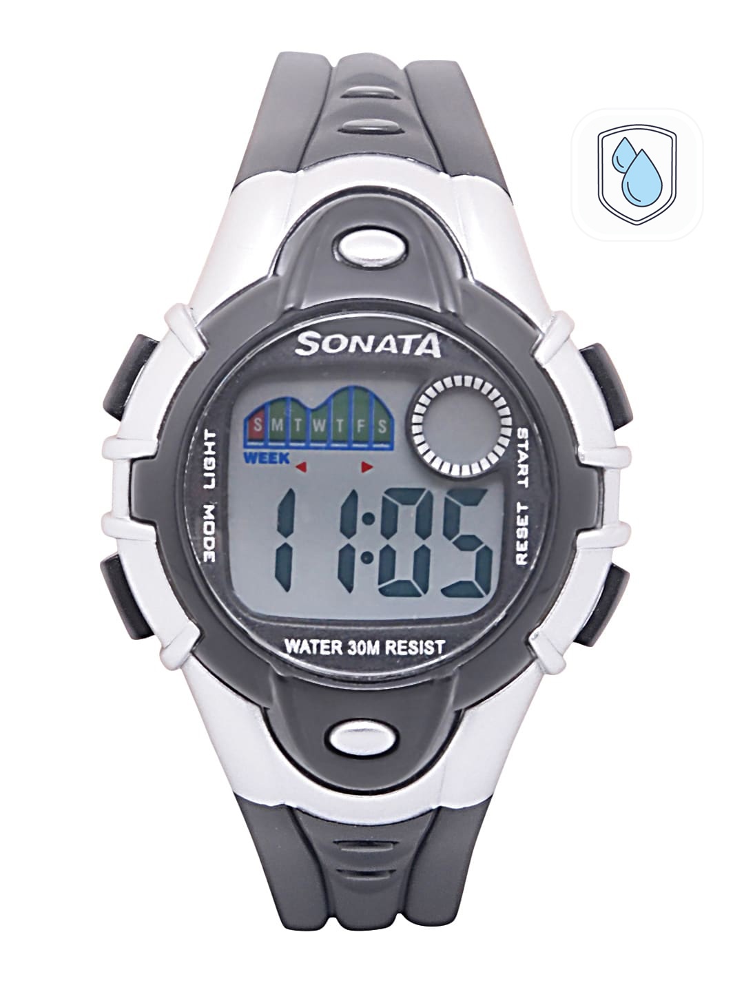 

Sonata Unisex Black Digital Watch NH87012PP04