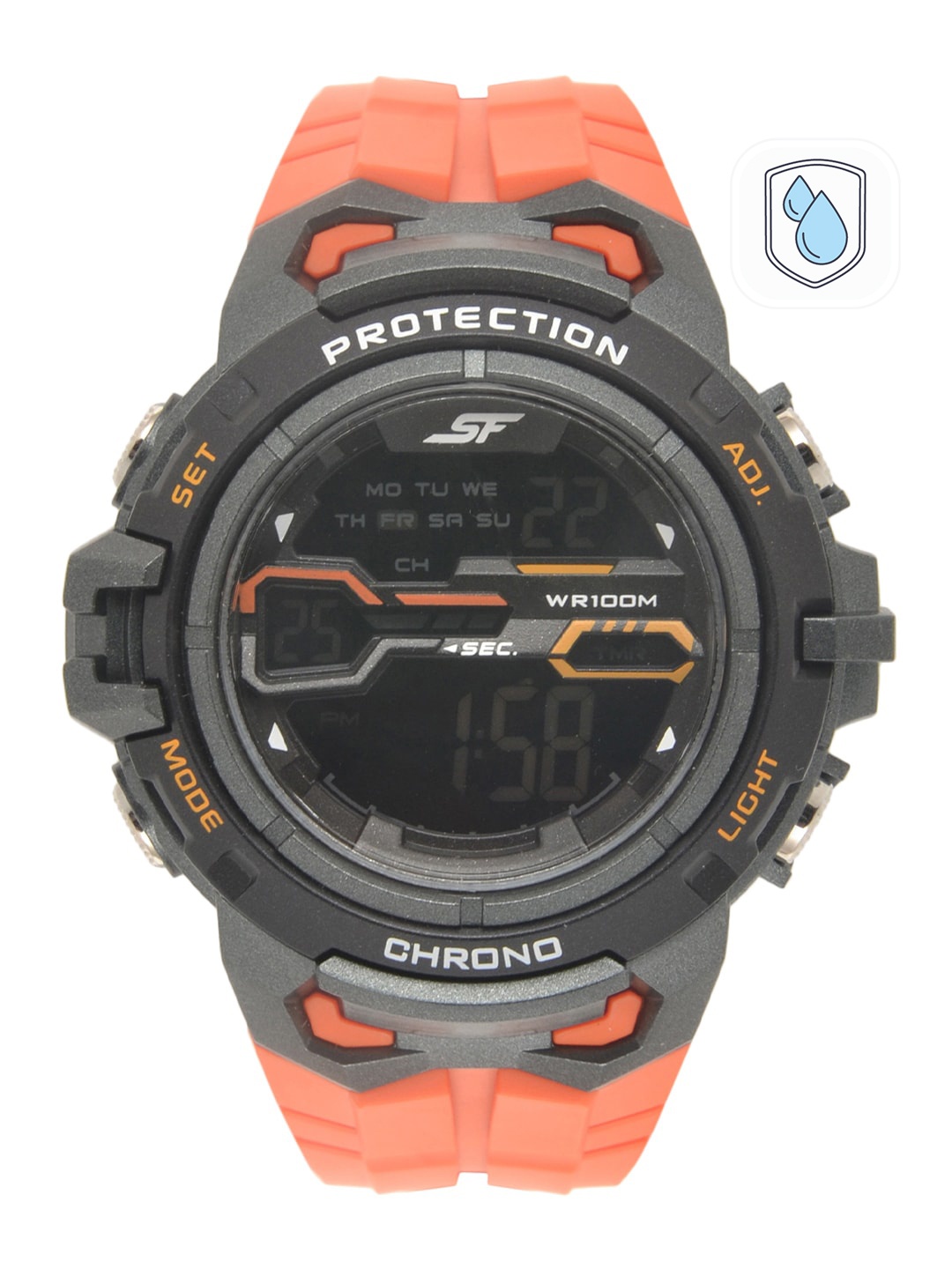 

Sonata Men Orange & Grey Analogue Watch 77076PP02