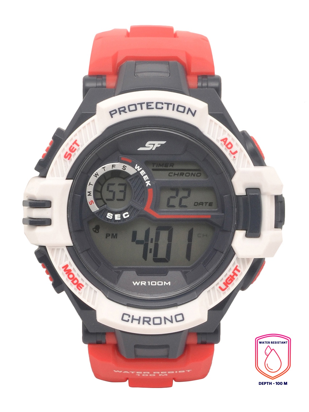 

Sonata Men Red & Grey Digital Watch 77075PP01