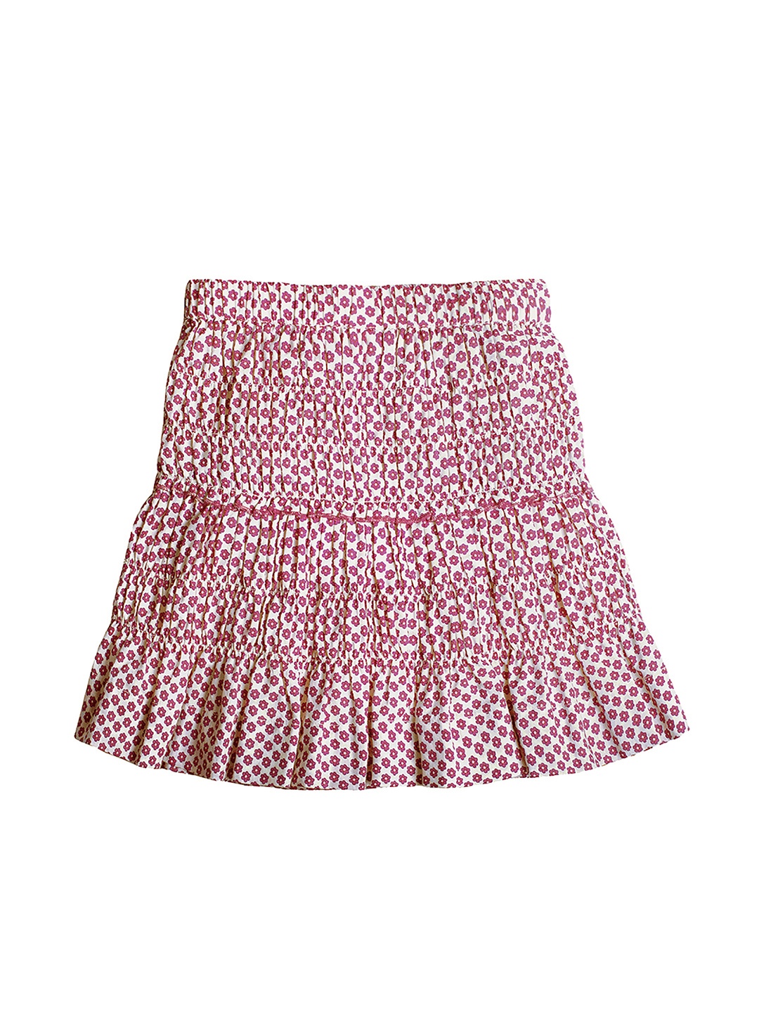 

CACA CINA Girls Off White & Magenta Floral Printed Skirt