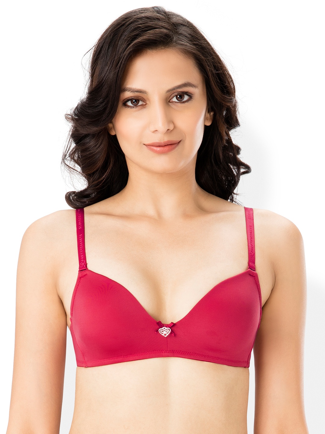 

PrettySecrets Red Solid Non-Wired Lightly Padded T-shirt Bra B017SS18