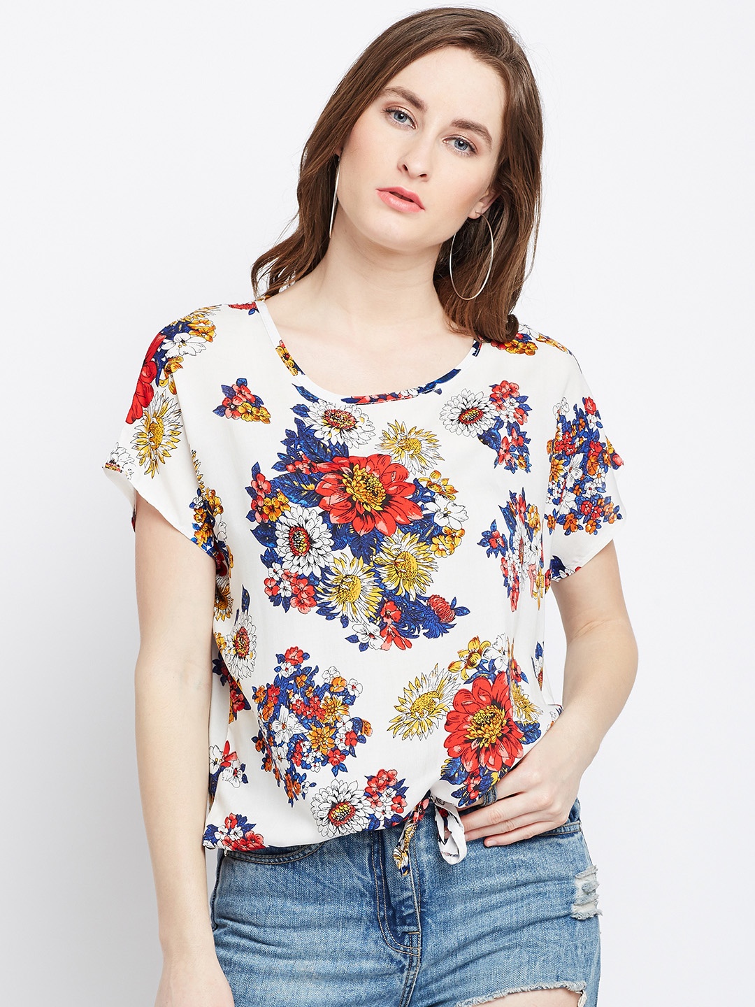 

Berrylush Women White Printed Top