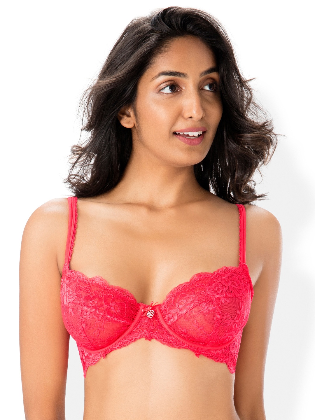 

PrettySecrets Red Lace Underwired Non Padded Everyday Bra B011SS18