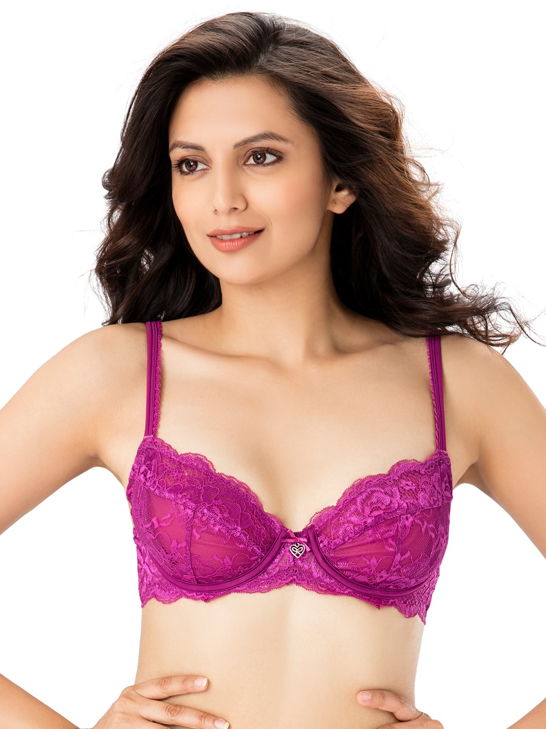 

PrettySecrets Purple Lace Underwired Non Padded Everyday Bra B011SS18