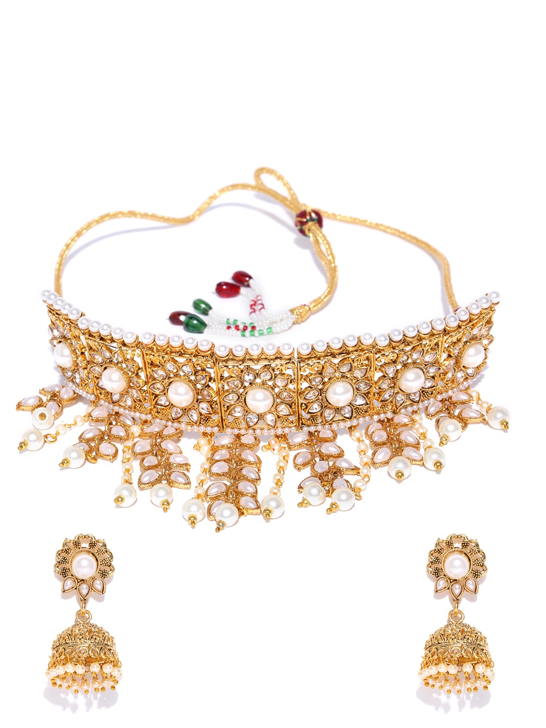 

PANASH Gold-Plated Stone-Studded Jewellery Set